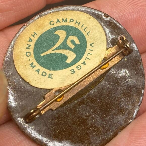 Ladies vintage handmade enameled Christmas tree copper broach - Picture 7 of 7